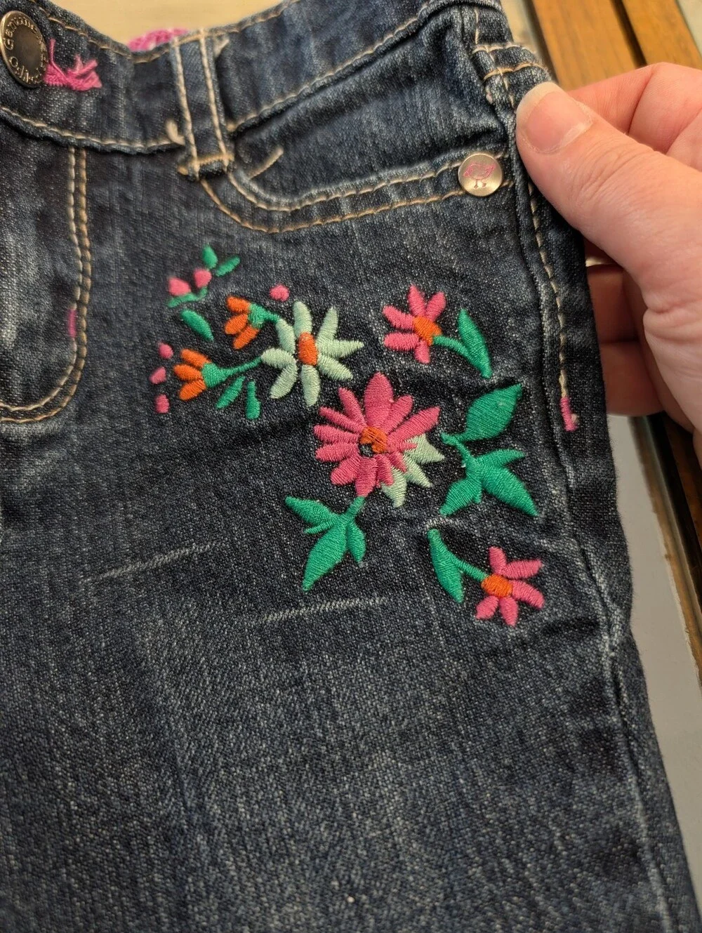Genuine Kids OshKosh Girls Floral Embroidered Flare Jeans